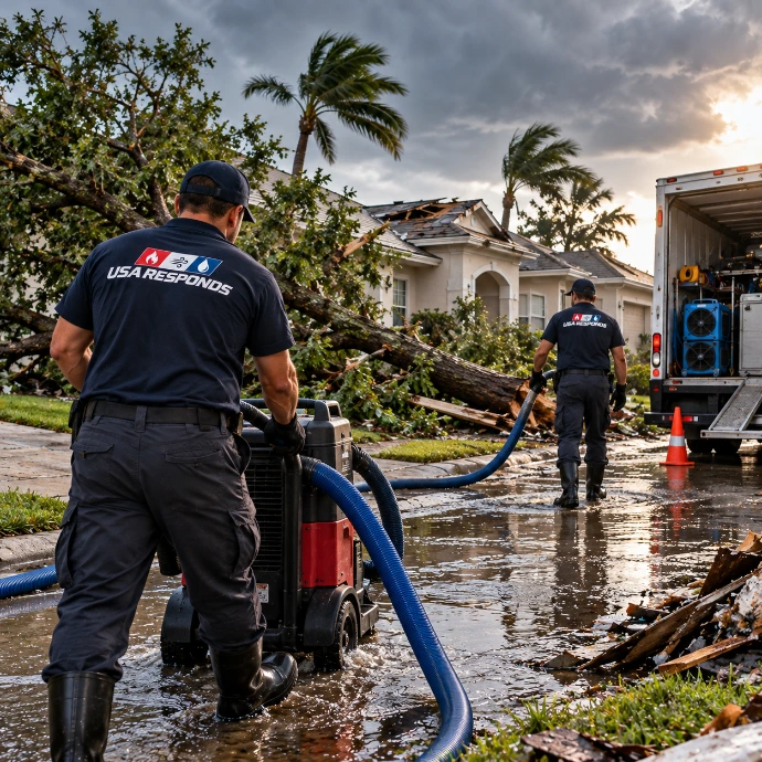 Storm Cleanup on a Suburban Street