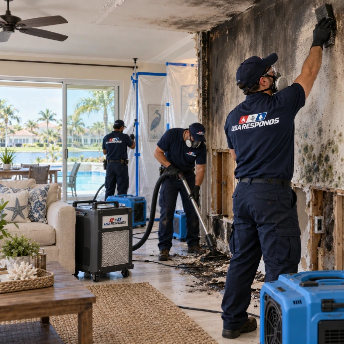 Restoration Crew Tackles Soot-Damaged Coastal Home