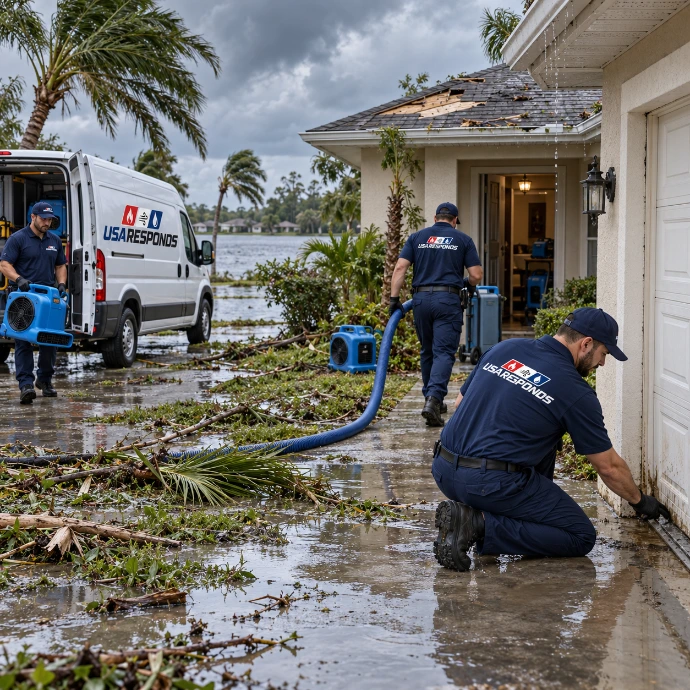 Storm Recovery Crew at Lakeside Home