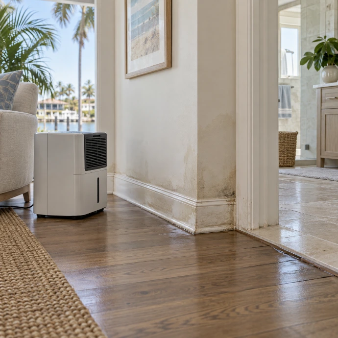 Coastal Home with Dehumidifier and Water Damage