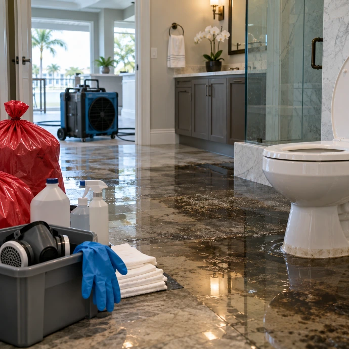 Luxury Bathroom Flood Cleanup Setup