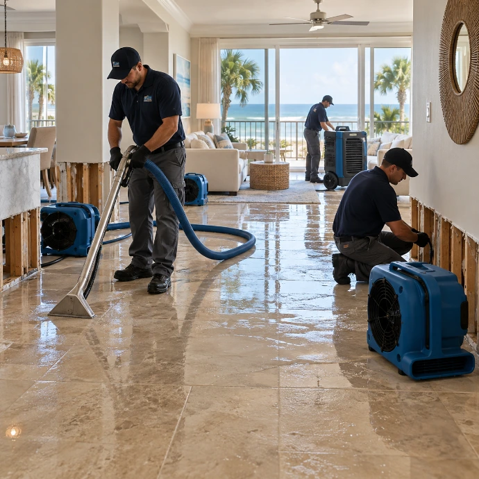 Coastal Living Room Water Restoration