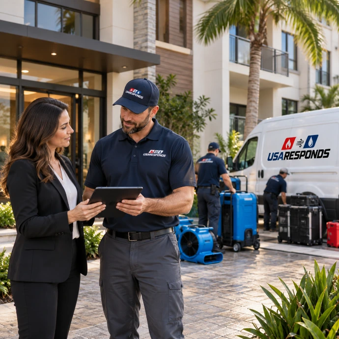 Professional Restoration Team at Modern Condo