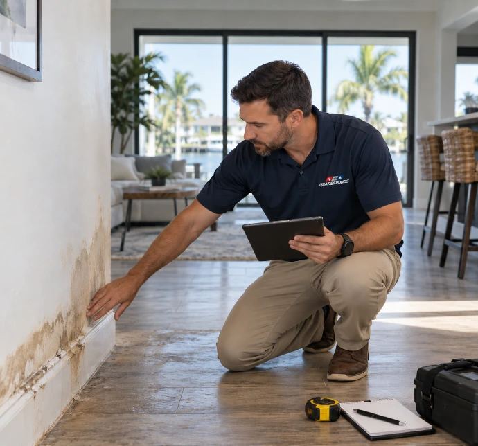Home Inspector Assessing Water Damage